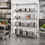 Thumbnail image #2 for Quantum WR54-1872S-5 Stationary Wire Shelving Starter Unit, 72"W x 18"D x 54"H, 304 Stainless Steel, 5 Shelves