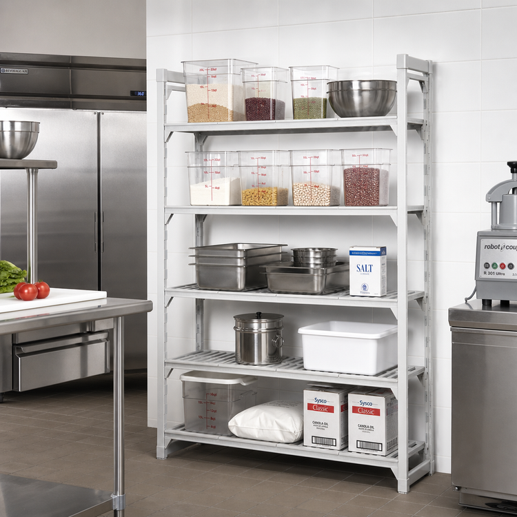 Product image #3 for Cambro Camshelving Premium 60-Inch Long x 21-Inch Deep x 84-Inch High 5-Tier Vented Stationary Starter Polymer Shelving Unit