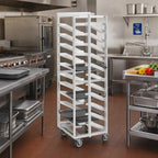 Thumbnail image #2 for Channel Manufacturing T439A Cafeteria Tray Rack, Single-Section Trapezoidal Aluminum, End Load, 24-Tray Capacity, 14 x 18 Trays