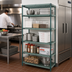 Thumbnail image #2 for Quantum Stationary 5-Tier Wire Plastic Mat Shelving Unit, 30 x 21 x 74 Inches, Green Epoxy Antimicrobial
