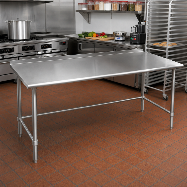 Product image #2 for Eagle Group Budget Series 108-Inch 430 Stainless Steel Work Table with 1-1/2-Inch Rear Up-Turn