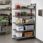 Thumbnail image #2 for Cambro Camshelving® Basics Plus CBA214264V5580 5-Tier Vented Polymer Shelving Add-On Unit, 21 x 42 x 64 Inches, Brushed Graphite