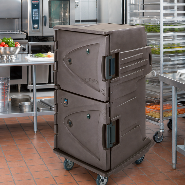 Product image #3 for Cambro Camtherm Tall Profile Electric Hot Holding Cart with Double Doors, Granite Sand