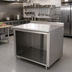 Thumbnail image #2 for Advance Tabco 96-Inch Wide Stainless Steel Work Table with Open Front Cabinet Base and 1-1/2-Inch Rear Up-Turn