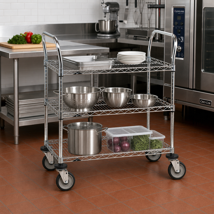 Product image #2 for Metro Super Erecta 3-Shelf Heavy Duty Chrome Plated Utility Cart, 36 x 24 x 39 Inches