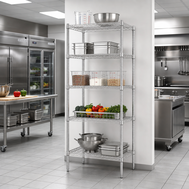 Product image #2 for Eagle Group 5-Tier Starter Wire Shelving Unit, 36 x 24 x 86 Inches, Stainless Steel Finish