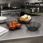 Thumbnail image #2 for American Metalcraft SSB96 Oval Mesh Serving Basket, Straight-Sided, 9 x 6 x 2-1/2 Inches, Black Wrought Iron Case of 48