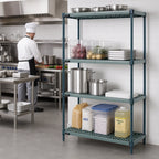Thumbnail image #2 for Quantum WR74-2124WPM Stationary 4-Tier Wire Plastic Mat Shelving Unit, 24" W x 21" D x 74" H, Green Epoxy Coated