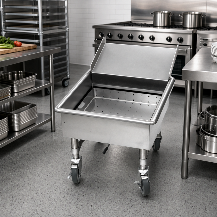 Product image #2 for Mobile Stainless Steel Soak Sink with 20" x 20" x 8" Deep Compartment and Casters