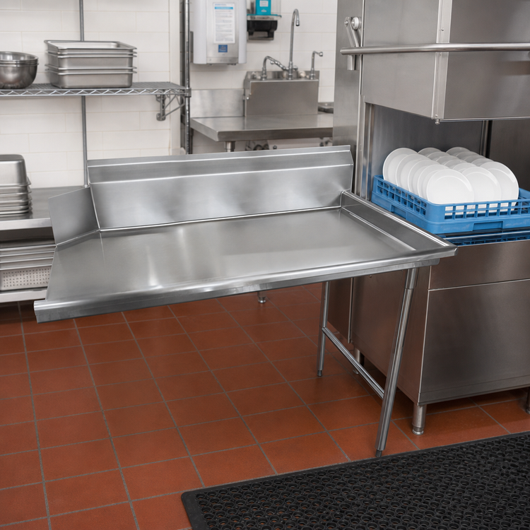 Product image #2 for Advance Tabco Special Value Series Right-Attach Straight Dish Table, 47 x 30 Inches, 304 Stainless Steel