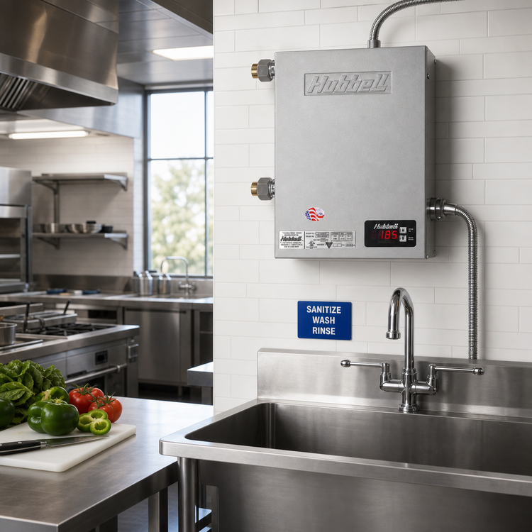 Product image #2 for Hubbell JTX048-6RS Tankless Electric Sanitizing Sink Booster Heater, Wall Mounted, 48 kW