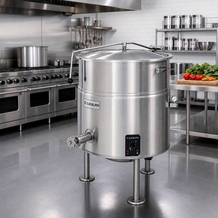 Product image #2 for 100-Gallon Electric Tri-Leg 2/3 Jacketed Steam Kettle