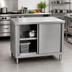 Thumbnail image #2 for Klinger's Trading 60-Inch Stainless Steel Enclosed Work Table with Sliding Doors and Shelf