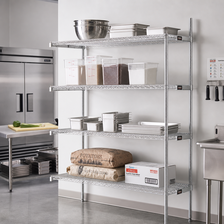 Product image #2 for Eagle Group 4-Tier Add-On Wire Shelving Unit, 60W x 24D x 63H, Stainless Steel Finish