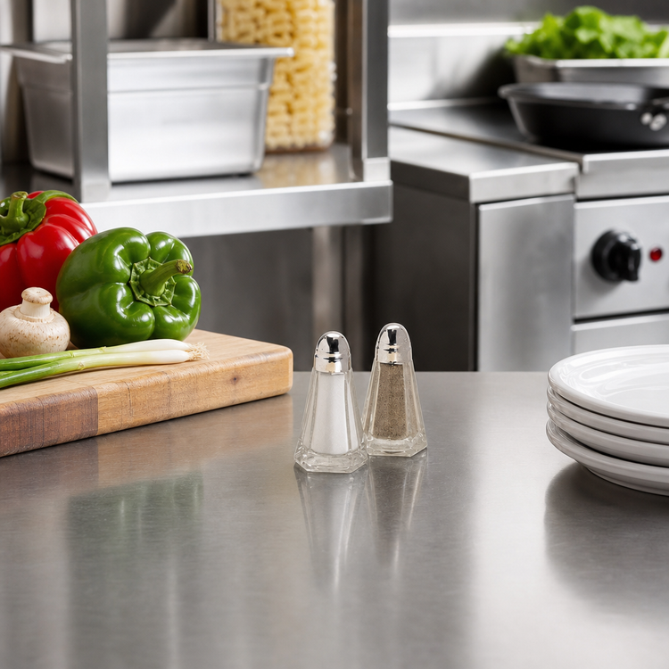 Product image #2 for American Metalcraft Paneled Glass Single Salt or Pepper Shaker with Chrome Bullet Cap Top, 1-1/2 oz., 3 Inch High