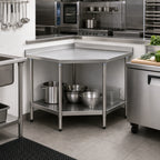 Thumbnail image #2 for Eagle Group BlendPort® BPT-3030SB-UT 30" x 30" 430 Stainless Steel Corner Work Table with Rear Upturn and Adjustable Undershelf