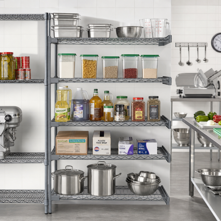 Product image #2 for Valu-Master 5-Tier Add-On Wire Shelving Unit, 42-Inch W x 21-Inch D x 86-Inch H, Pewter Gray Epoxy Finish
