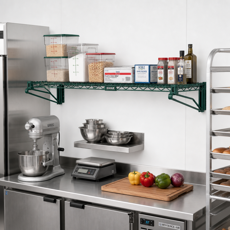 Product image #2 for Eagle Valu-Gard Wall-Mounted Wire Shelf Kit, 48 Inches x 18 Inches, Green Epoxy