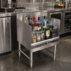 Thumbnail image #2 for John Boos UBLD-2112-X Freestanding 4-Step Stainless Steel Underbar Liquor Bottle Display, 12"W x 21"D x 32-1/2"H