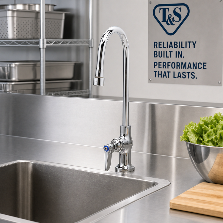 Product image #2 for T&S Brass B-0304 Single Temperature Single Pantry Deck-Mount Faucet with Swivel Gooseneck Spout