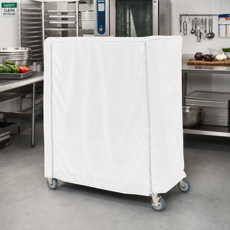 Product image #2 for Metro White Uncoated Knitted Polyester Banquet Cart Cover, 60"W x 18"D x 54"H