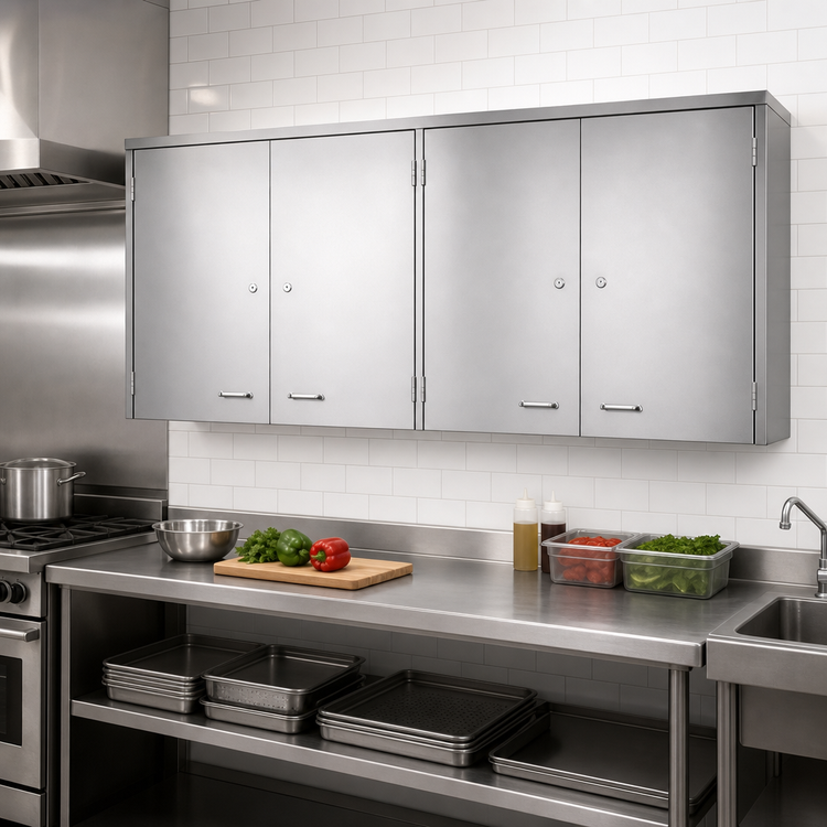 Product image #2 for Glastender WCH72 72-Inch Wall-Mounted Stainless Steel Cabinet with 4 Hinged Doors and Shelf