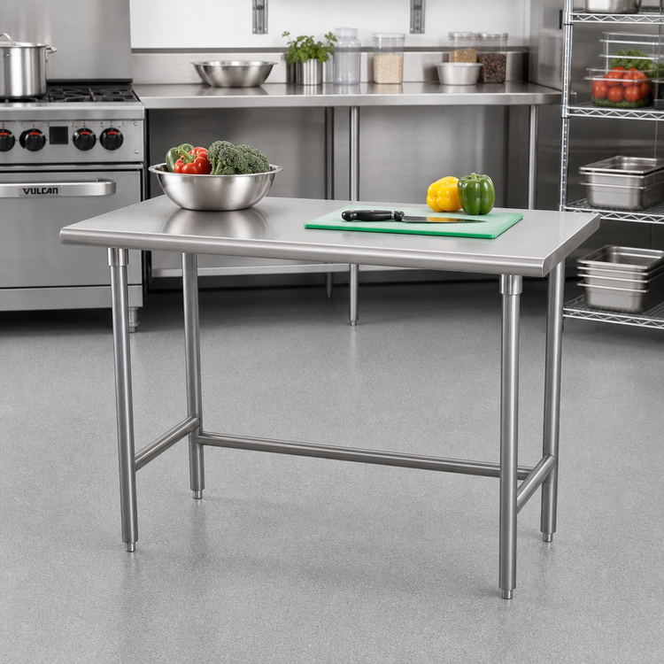 Product image #2 for Advance Tabco 48-Inch x 24-Inch 16-Gauge 304 Stainless Steel Top Work Table, Open Base