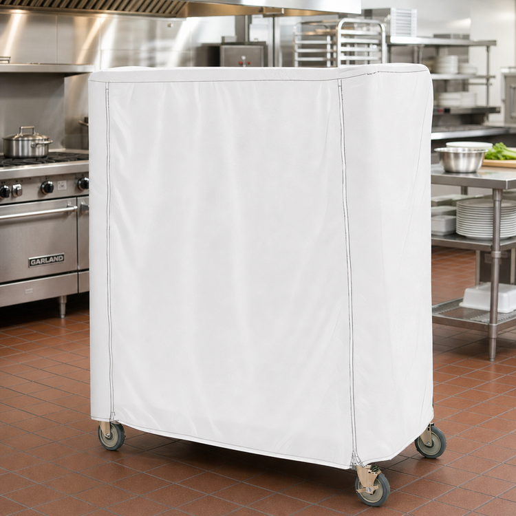 Product image #2 for Metro Waterproof Vinyl-Nylon Coated Queen Mary/Banquet Cart Cover, 60 x 18 x 62 Inches, White