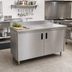 Thumbnail image #2 for Advance Tabco Special Value Series Economy Enclosed Work Table with Sliding Doors, 96 x 30 Inch, 16-Gauge 304 Stainless Steel Top, 5-Inch Backsplash