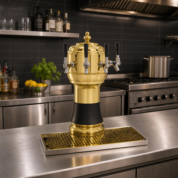 Product image #2 for Glastender Zeus 3-Faucet Glycol-Cooled Draft Dispensing Tower, Brass Finish