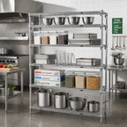 Thumbnail image #2 for Metro Super Erecta 5A377C Stationary 5-Shelf Chrome Wire Shelving Starter Unit, 72"W x 18"D x 74"H