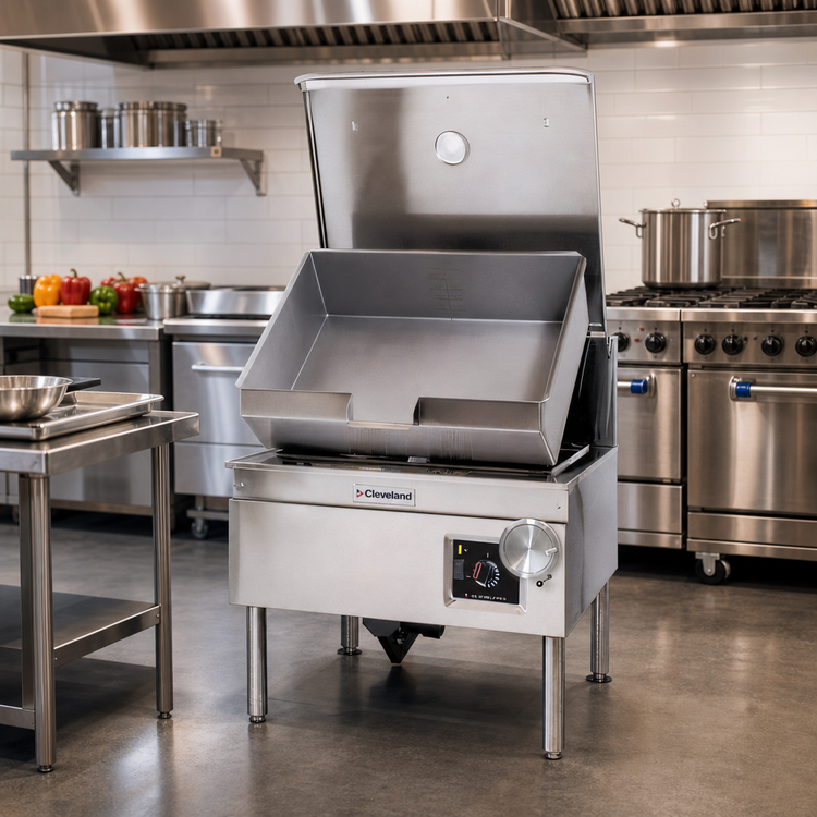 Product image #2 for Cleveland DuraPan 30-Gallon Gas Braising Pan / Tilting Skillet with Modular Open Base