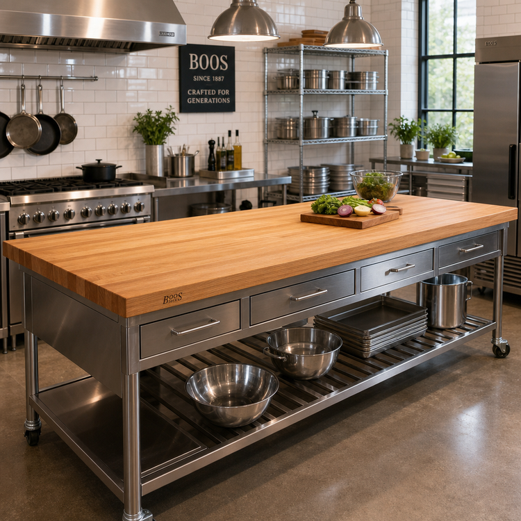 Product image #2 for John Boos Appalachian 96-Inch x 32-Inch Edge Grain Red Oak Island Countertop, 1-1/2-Inch Thick, Oil Finish