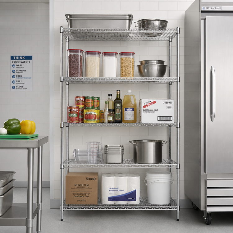 Product image #2 for Eagle Redipak 5-Tier Wire Shelving Unit, 36 Inch Wide x 18 Inch Deep x 63 Inch High, Chrome Finish