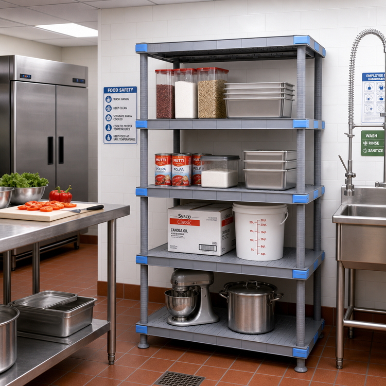 Product image #2 for Quantum Millenia 60"W x 24"D x 62"H Polymer Shelving Unit with 4 Solid Shelves