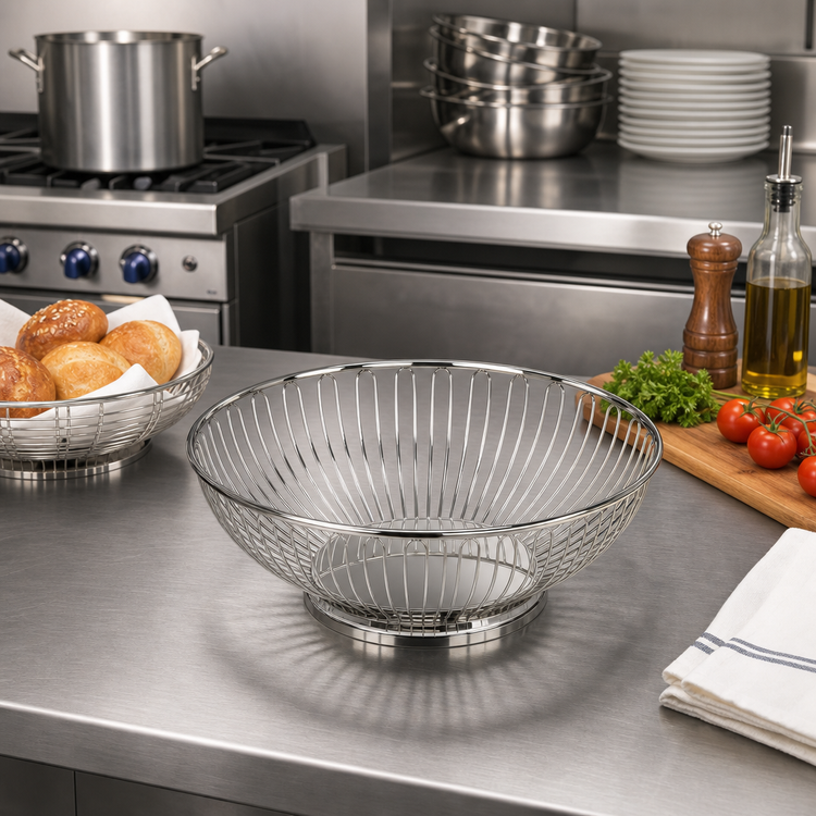 Product image #2 for 11-Inch Round 18/8 Stainless Steel Serving Basket