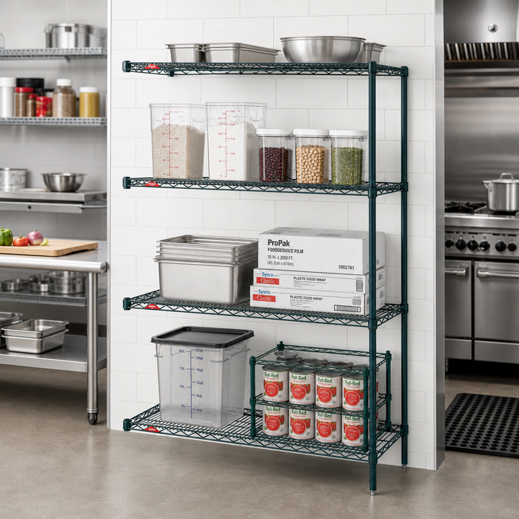 Product image #2 for Metro Super Erecta 48"W x 18"D x 63"H Add-On Wire Shelving Unit, 4 Shelves, Metroseal 3 Epoxy Finish