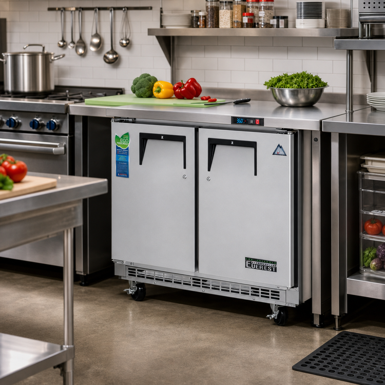 Product image #2 for Everest Refrigeration ETBSR2 Two-Section Undercounter/Worktop Refrigerator, 10 Cu. Ft., Rear-Mounted Self-Contained Refrigeration