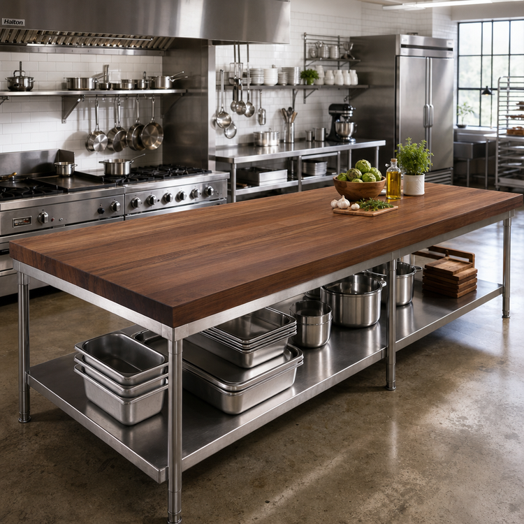 Product image #2 for John Boos Boos Block 132-Inch x 32-Inch x 2-1/4-Inch American Black Walnut Edge Grain Kitchen Countertop