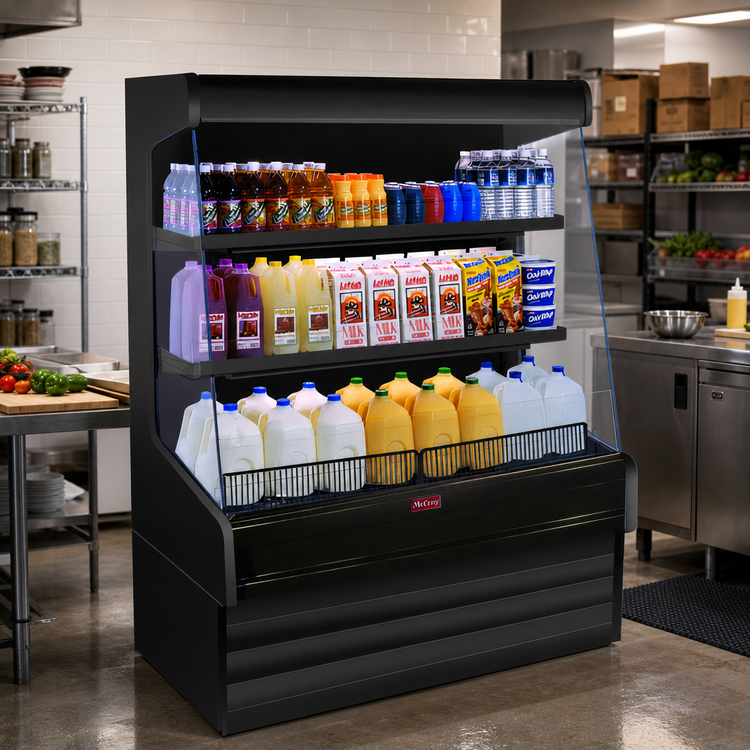 Product image #2 for Howard-McCray Ovation Series Dairy Open Merchandiser Open-Air Cooler, 39" W, 60" H, Self-Contained Refrigeration, Black