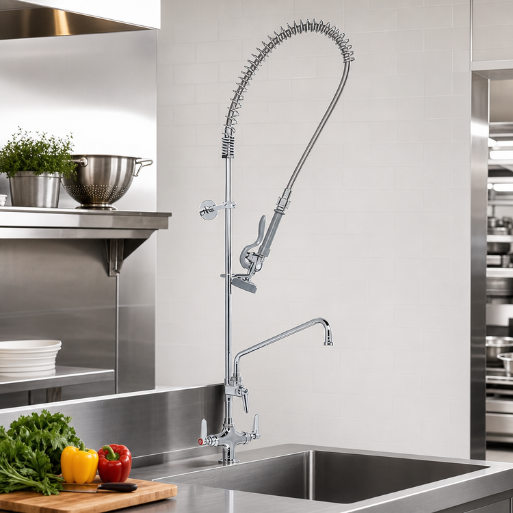 Product image #2 for T&S Brass EasyInstall Single-Hole Deck-Mount Pre-Rinse Unit with 8-Inch Add-On Faucet