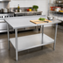 Thumbnail image #2 for John Boos Stallion 84 Inch x 30 Inch Stainless Steel Work Table with 1-1/2 Inch Rear Up-Turn and Adjustable Undershelf