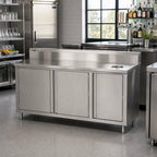 Thumbnail image #2 for John Boos 4BU4R5-3648-R-X 48 x 36-Inch Stainless Steel Beverage Unit with Cabinet Base and Right-Side Trash Chute