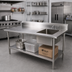 Thumbnail image #2 for John Boos Stainless Steel Prep Sink Table With Right Bowl, 72 x 30 Inches, 5-Inch Backsplash and Adjustable Undershelf