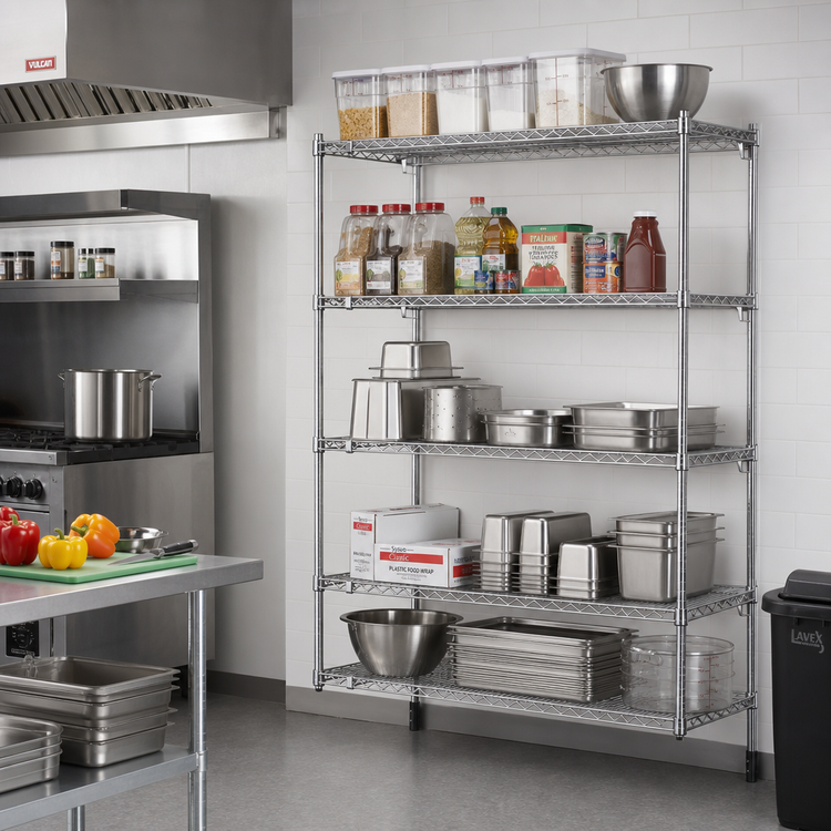 Product image #2 for Metro Super Erecta Super Adjustable Add-On Wire Shelving Unit, 60W x 21D x 74H, Chrome Plated