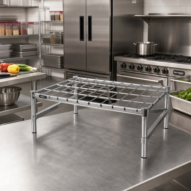 Product image #2 for Metro Super Erecta Chrome Dunnage Rack with Lift-Off Mat, 36 in. W x 24 in. D x 14.5 in. H, 1600 lb. Capacity