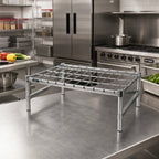 Thumbnail image #2 for Metro Super Erecta HP53C Chrome Offset Wire Dunnage Rack with Lift-Off Mat, 36 in. W x 24 in. D x 14.5 in. H, 1600 lb. Capacity
