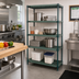 Thumbnail image #2 for Quantum 4-Tier Wire Plastic Mat Shelving Unit, 24W x 21D x 86H, Stationary, Green Epoxy Coated