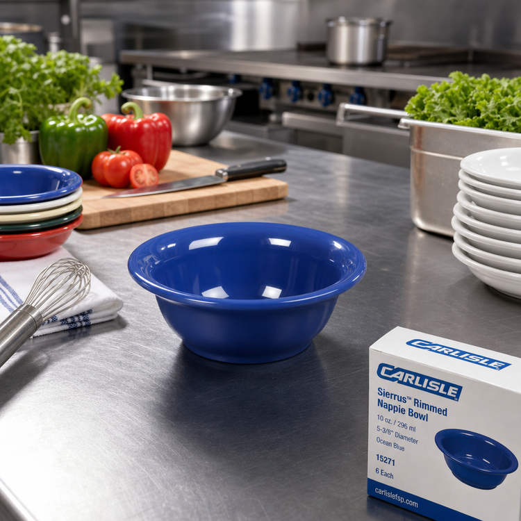 Product image #3 for Carlisle Sierrus™ Rimmed Nappie Bowl — 10 oz Melamine, 5-3/8" Diameter, Ocean Blue