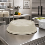 Thumbnail image #3 for Cambro 913VSNH101 Round Fiberglass Plate Cover, 9-13/16 Inch Inside Diameter, No Vent Hole, Beige Case of 12